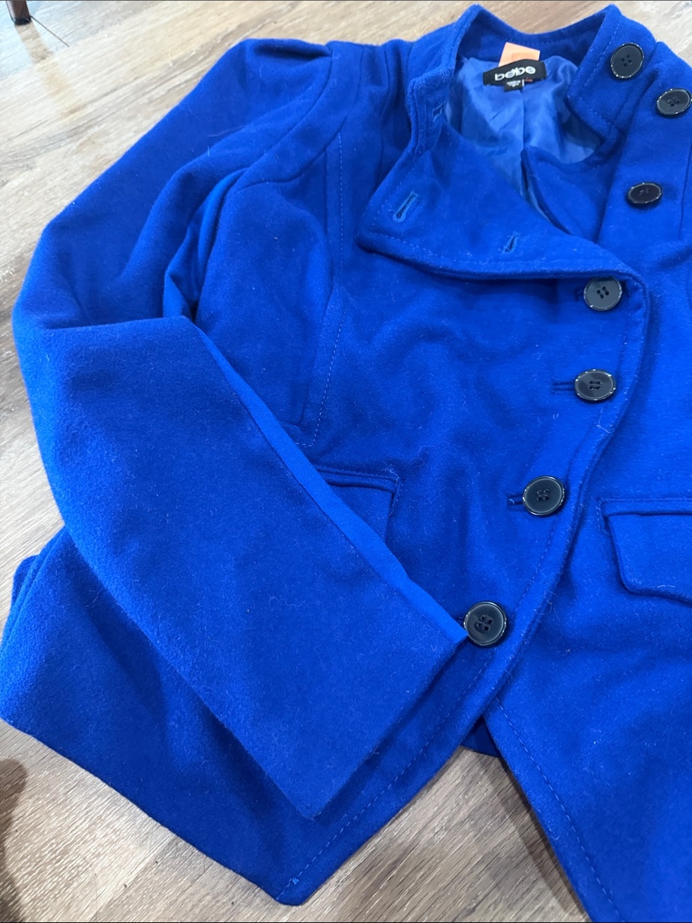 bebe Cobalt Blue Double-Breasted Wool-Blend Blazer - Picture 2 of 9